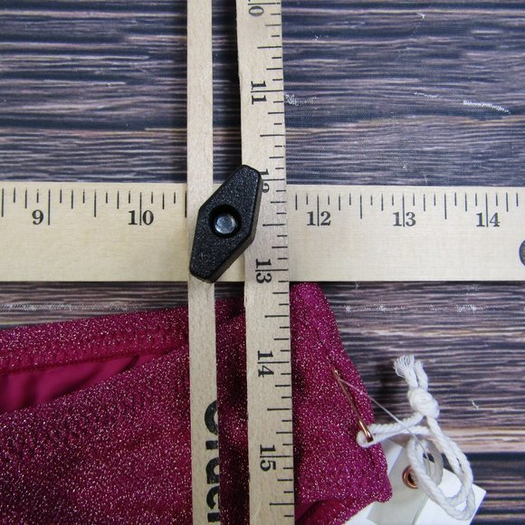Good American NEW Medium Sz 2 Pink Sparkle Good Waist Cheeky Swim Bottoms Bikini - Picture 5 of 8